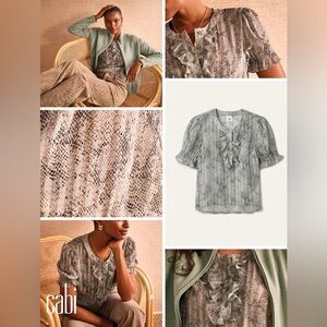 Cabi Ethereal Blouse (bluish, green color, making it very versatile)